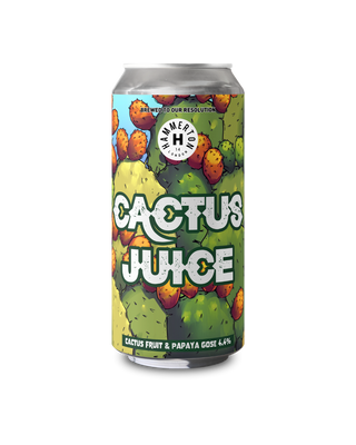 Cactus Juice beer can with colorful design on a white background